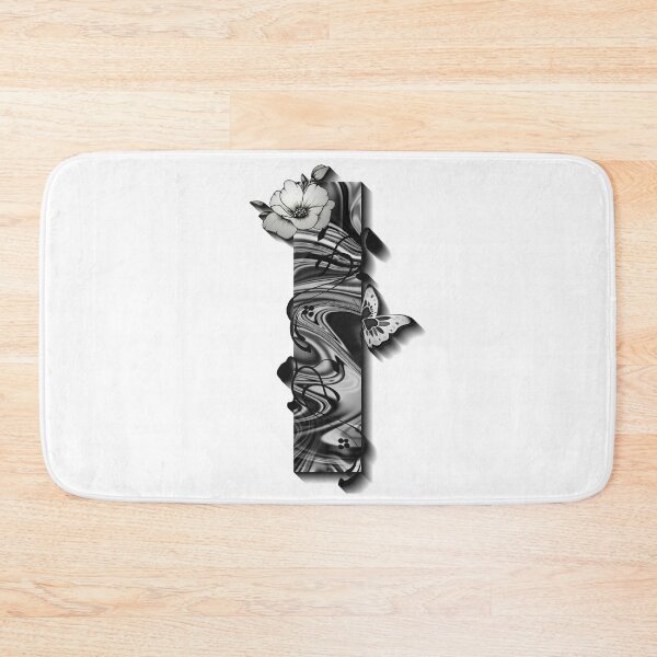 Item preview, Letter I Botanical Monogram black and white liquid marble designed and sold by iRenza.