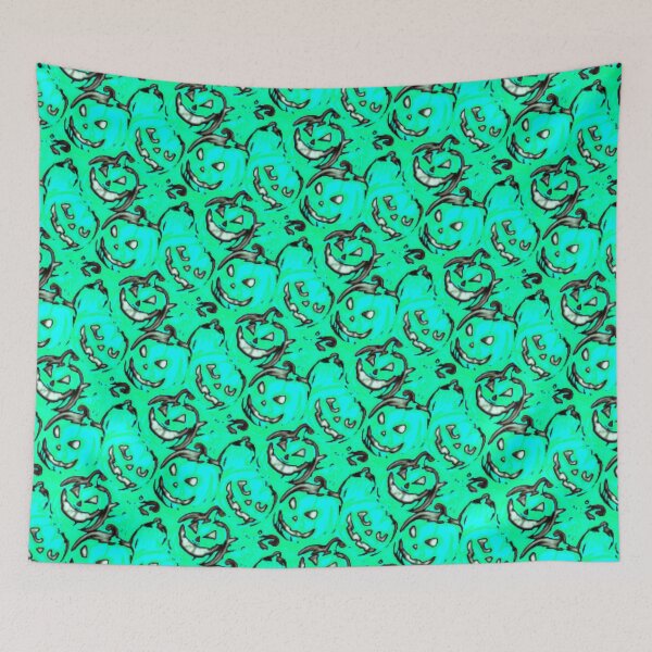 Item preview, Haunted Teal Pumpkins Pattern designed and sold by Shy Fractal Designs.