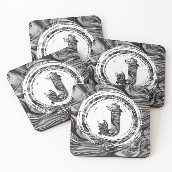 Item preview, Letter J Botanical Monogram black and white liquid marble designed and sold by iRenza.