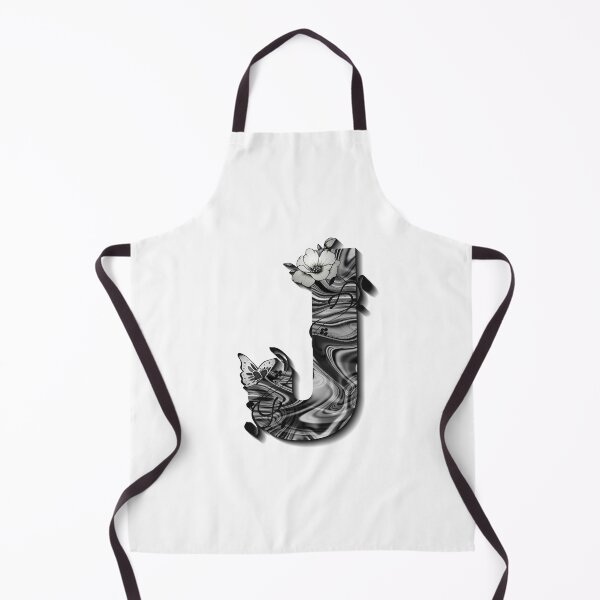 Item preview, Letter J Botanical Monogram black and white liquid marble designed and sold by iRenza.