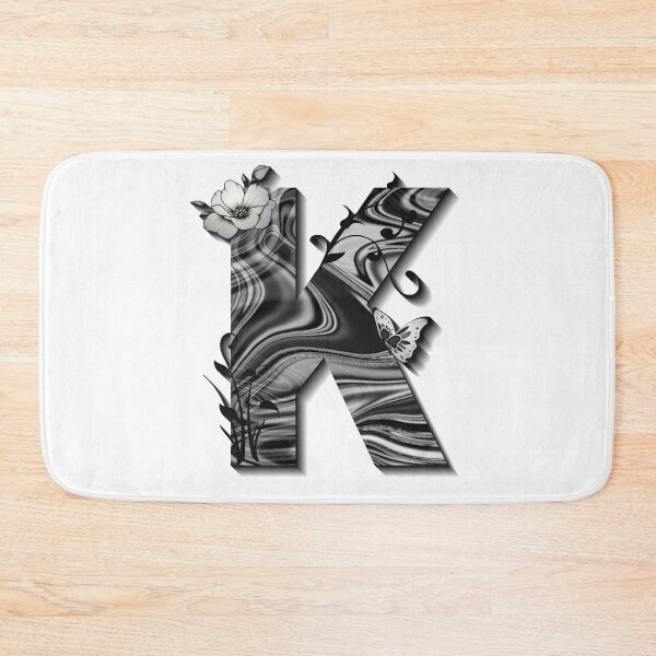 Item preview, Letter K Botanical Monogram black and white liquid marble designed and sold by iRenza.