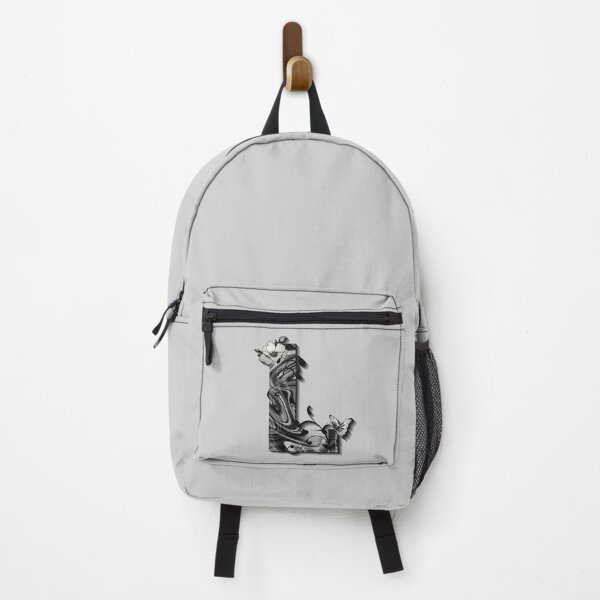 Item preview, Letter L Botanical Monogram black and white liquid marble designed and sold by iRenza.