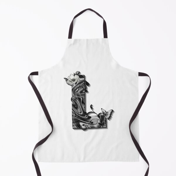 Item preview, Letter L Botanical Monogram black and white liquid marble designed and sold by iRenza.