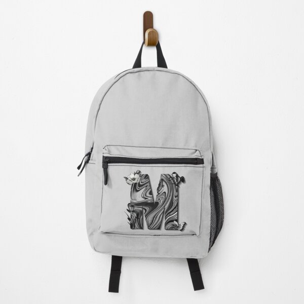 Item preview, Letter M Botanical Monogram black and white liquid marble designed and sold by iRenza.
