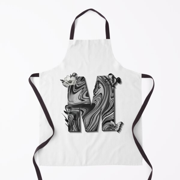 Item preview, Letter M Botanical Monogram black and white liquid marble designed and sold by iRenza.