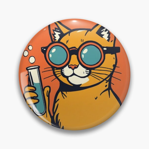 Item preview, Vintage Chemistry Cat - Retro Science Comic Art designed and sold by PurrLab Studio.