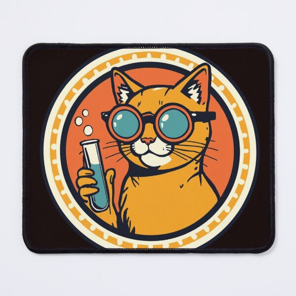 Item preview, Vintage Chemistry Cat - Retro Science Comic Art designed and sold by PurrLab Studio.