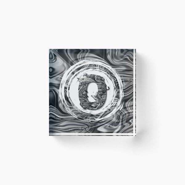 Item preview, Letter O Botanical Monogram black and white liquid marble designed and sold by iRenza.