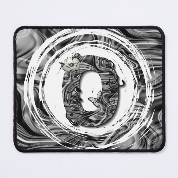 Item preview, Letter O Botanical Monogram black and white liquid marble designed and sold by iRenza.