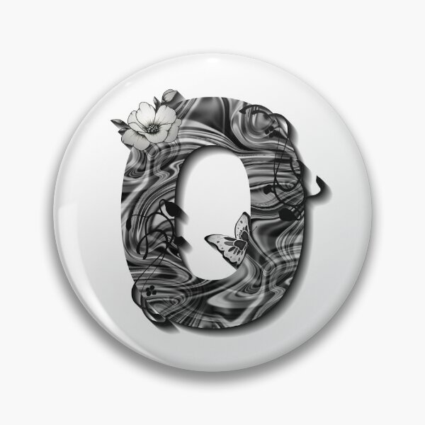 Item preview, Letter O Botanical Monogram black and white liquid marble designed and sold by iRenza.