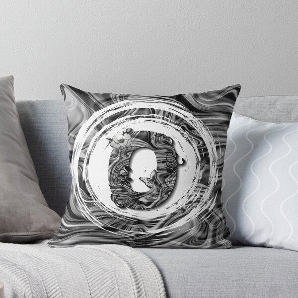 Item preview, Letter O Botanical Monogram black and white liquid marble designed and sold by iRenza.