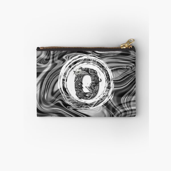 Item preview, Letter O Botanical Monogram black and white liquid marble designed and sold by iRenza.