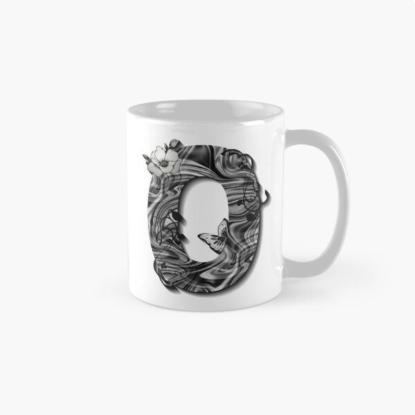 Item preview, Letter O Botanical Monogram black and white liquid marble designed and sold by iRenza.