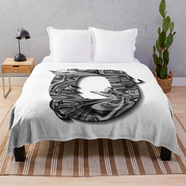 Item preview, Letter O Botanical Monogram black and white liquid marble designed and sold by iRenza.