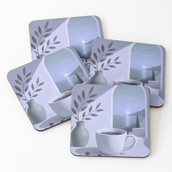 Item preview, Golden Hour Coffee | Mediterranean Window Minimalist Wall Art designed and sold by joycrysstudio.