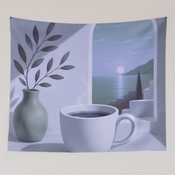 Item preview, Golden Hour Coffee | Mediterranean Window Minimalist Wall Art designed and sold by joycrysstudio.