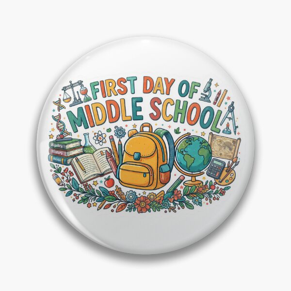 Item preview, First Day of Middle School – Detailed Cartoon School Subjects Design designed and sold by Burnt Cloth Tees.