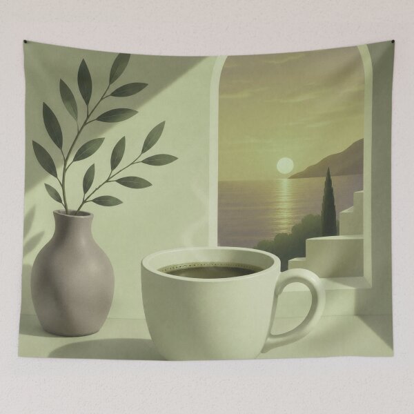 Item preview, Olive Morning Coffee | Minimalist Mediterranean Coffee Wall Art designed and sold by joycrysstudio.