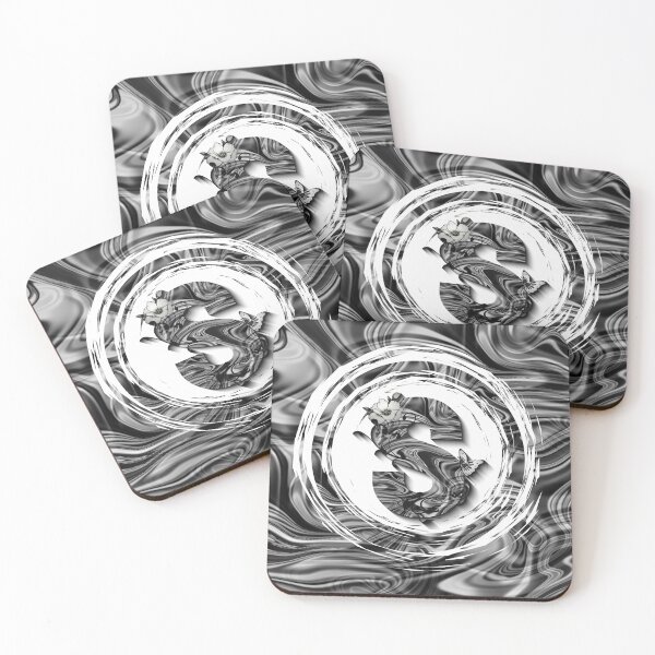 Item preview, Letter S Botanical Monogram black and white liquid marble designed and sold by iRenza.