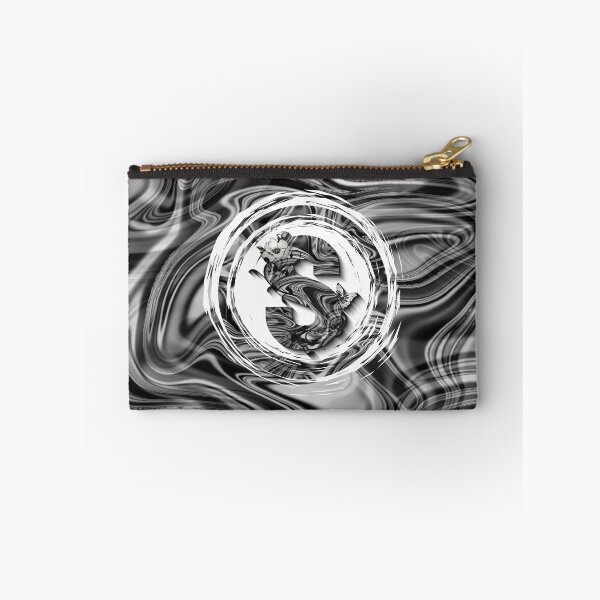 Item preview, Letter S Botanical Monogram black and white liquid marble designed and sold by iRenza.