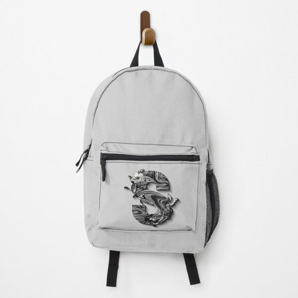 Item preview, Letter S Botanical Monogram black and white liquid marble designed and sold by iRenza.