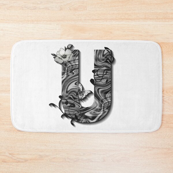 Item preview, Letter U Botanical Monogram black and white liquid marble designed and sold by iRenza.