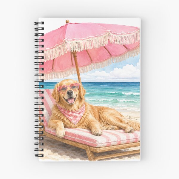Item preview, Golden Retriever Beach Vacation Pink Summer Dog designed and sold by ParfaitPrints.