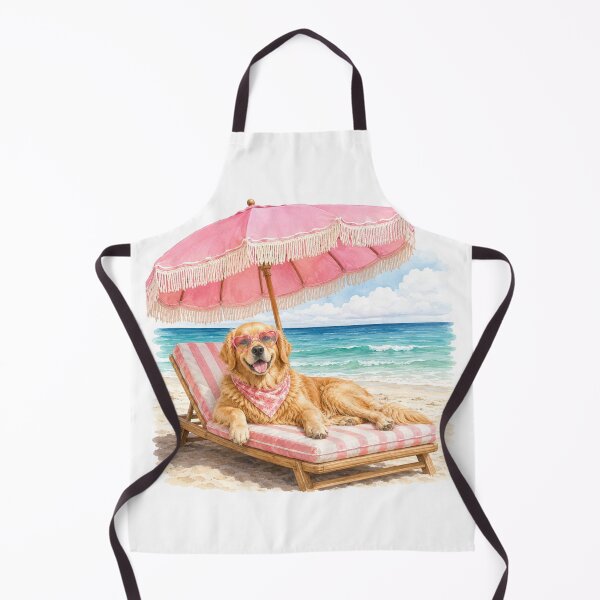 Item preview, Golden Retriever Beach Vacation Pink Summer Dog designed and sold by ParfaitPrints.