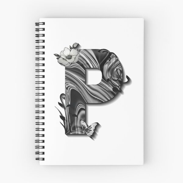 Item preview, Letter P Botanical Monogram black and white liquid marble designed and sold by iRenza.