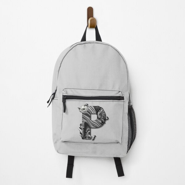 Item preview, Letter P Botanical Monogram black and white liquid marble designed and sold by iRenza.