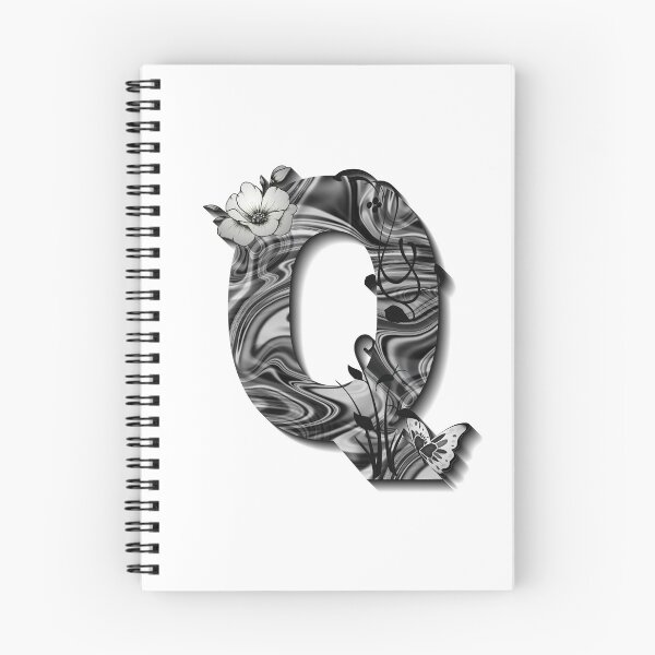 Item preview, Letter Q Botanical Monogram black and white liquid marble designed and sold by iRenza.