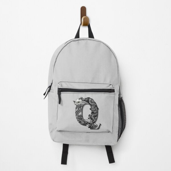 Item preview, Letter Q Botanical Monogram black and white liquid marble designed and sold by iRenza.