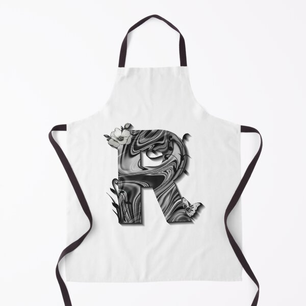 Item preview, Letter R Botanical Monogram black and white liquid marble designed and sold by iRenza.