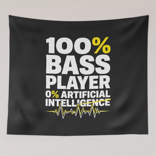 Item preview, Bass Player Humor 100 Bass Player Musician Anti AI designed and sold by SplashTastic.