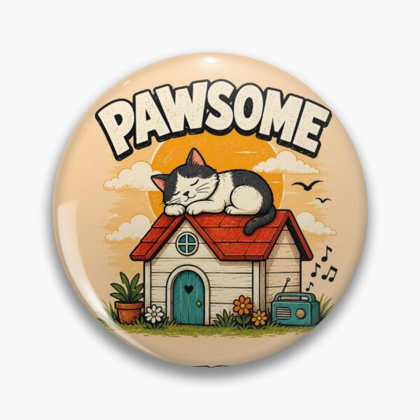 Item preview, Pawsome Cat Nap on a Cozy Rooftop | Cute Vintage Cat Graphic designed and sold by ArtoryNest.