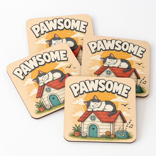 Item preview, Pawsome Cat Nap on a Cozy Rooftop | Cute Vintage Cat Graphic designed and sold by ArtoryNest.
