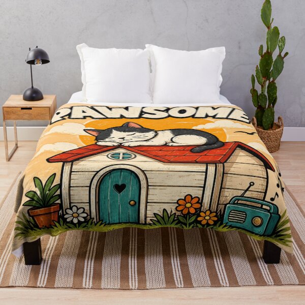 Item preview, Pawsome Cat Nap on a Cozy Rooftop | Cute Vintage Cat Graphic designed and sold by ArtoryNest.