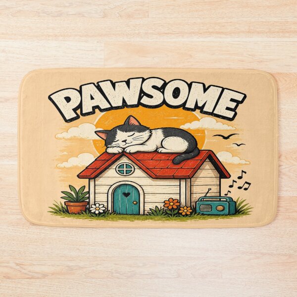 Item preview, Pawsome Cat Nap on a Cozy Rooftop | Cute Vintage Cat Graphic designed and sold by ArtoryNest.