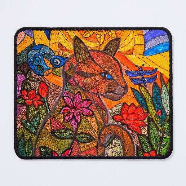 Item preview, Sunlit Guardian Cat – Mosaic Nature Illustration designed and sold by Selena.m.studio.