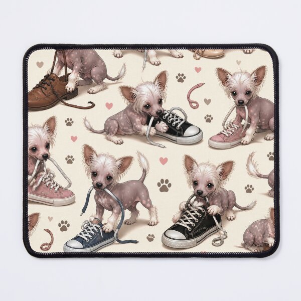 Item preview, Naughty Chinese Crested Puppies With Shoes designed and sold by Wags & Tails.