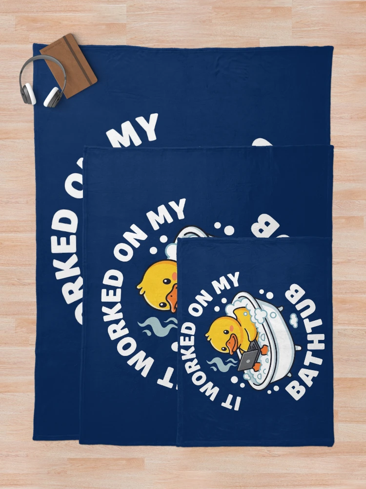Thumbnail 5 of 6, Throw Blanket, Rubber Duck Debugging Developer Humor Bath Humor designed and sold by SplashTastic.