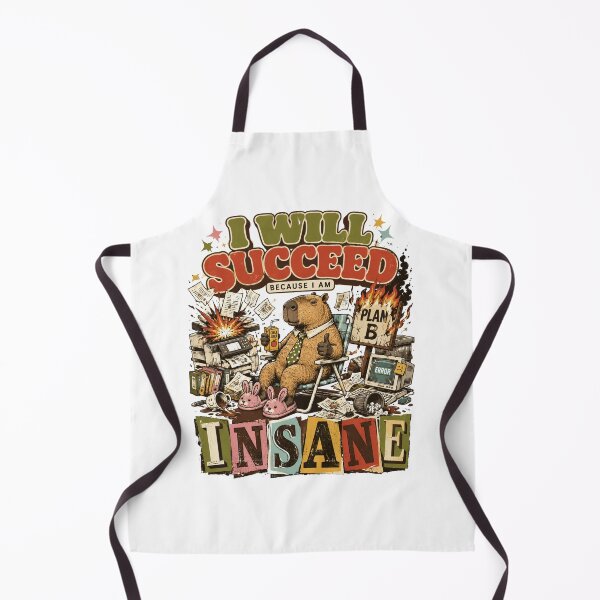 Item preview, I Will Succeed Because I Am Insane - Funny Capybara Office Chaos Meme designed and sold by BumbleBloom7.