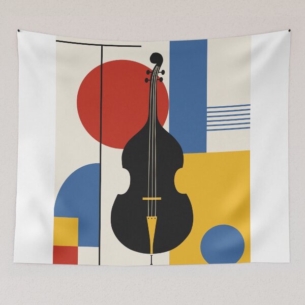 Item preview, Bauhaus Double Bass Print | Mid Century Modern Music Art | Abstract Upright Bass Print | Geometric Jazz Decor designed and sold by Studio pod Burom.