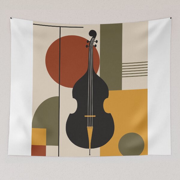 Item preview, Bauhaus Double Bass Print | Mid Century Modern Music Art | Abstract Upright Bass Print | Geometric Jazz Decor | Autumn Edition designed and sold by Studio pod Burom.