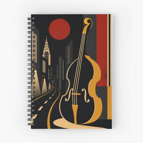 Item preview, Art Deco Double Bass Art | Jazz City Night Print | Bauhaus Music Print | Mid-Century Modern Bass Illustration designed and sold by Studio pod Burom.