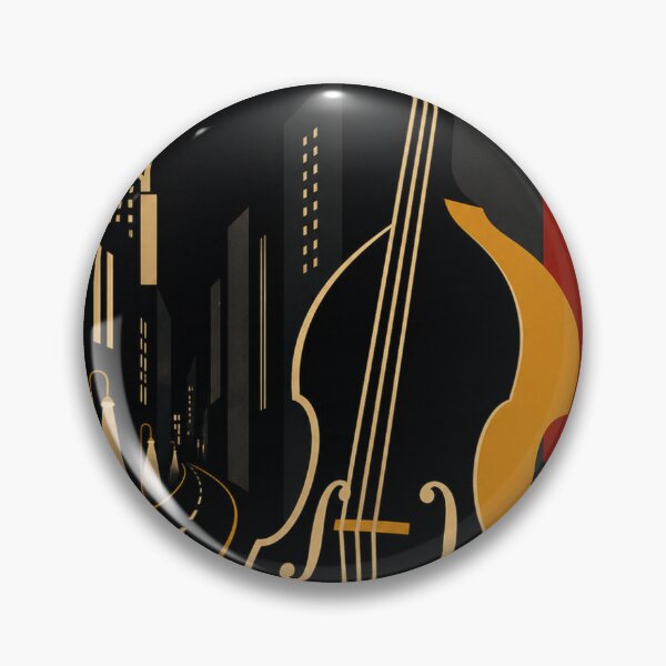 Item preview, Art Deco Double Bass Art | Jazz City Night Print | Bauhaus Music Print | Mid-Century Modern Bass Illustration designed and sold by Studio pod Burom.