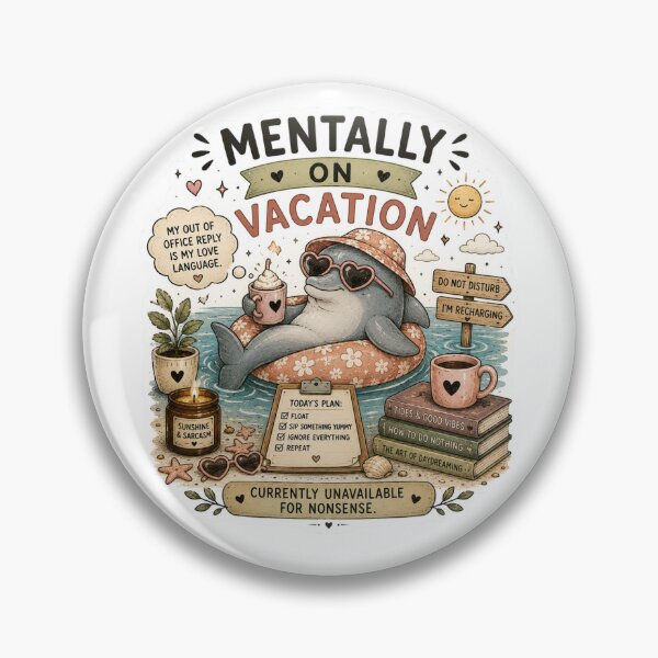 Item preview, Mentally On Vacation Cute Dolphin Summer Aesthetic Funny Art designed and sold by DreamyBrushArt.