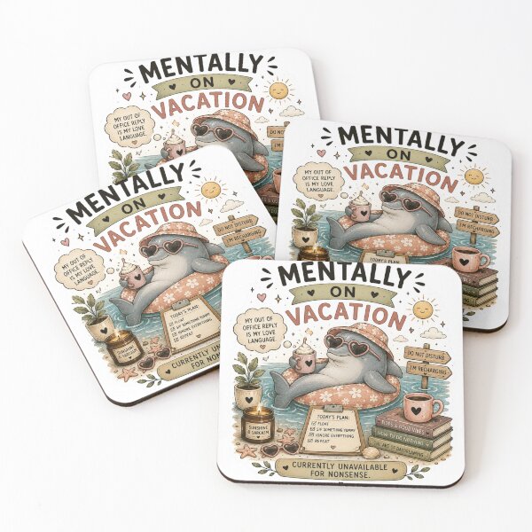 Item preview, Mentally On Vacation Cute Dolphin Summer Aesthetic Funny Art designed and sold by DreamyBrushArt.