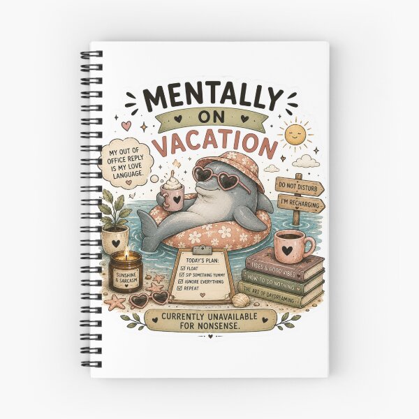 Item preview, Mentally On Vacation Cute Dolphin Summer Aesthetic Funny Art designed and sold by DreamyBrushArt.