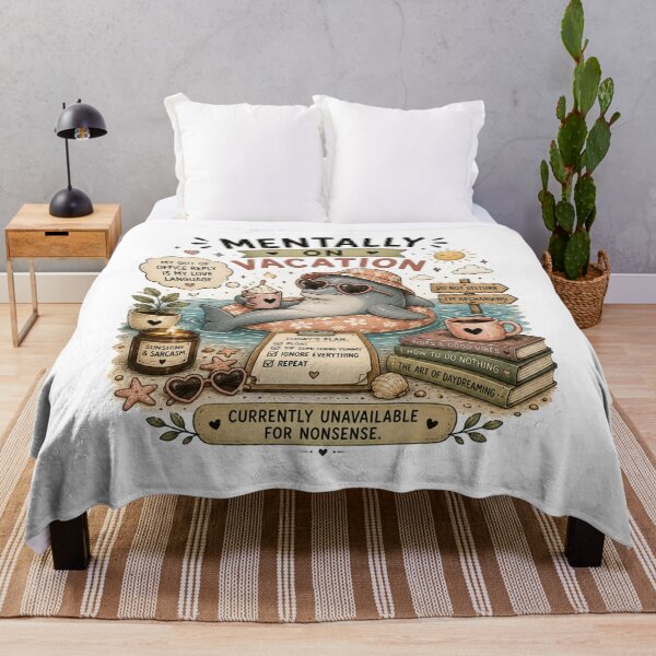Item preview, Mentally On Vacation Cute Dolphin Summer Aesthetic Funny Art designed and sold by DreamyBrushArt.